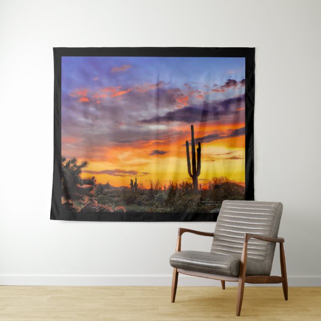 Tenture Beau Arizona Sunset Saguaro Et Cholla Cactus (En situation (horizontale))