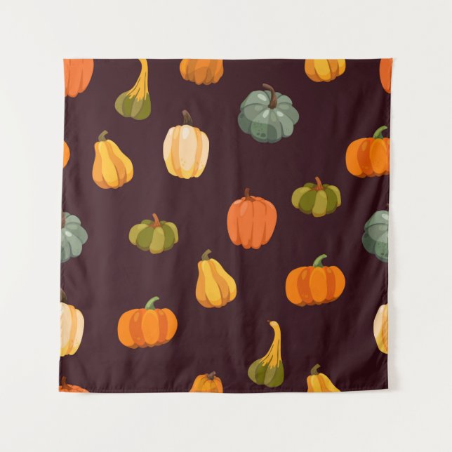Tenture Beau arrière - plan d'automne avec des citrouilles (Devant)