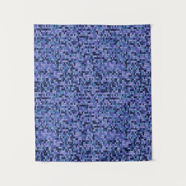 Tenture Beau, motif tricot, tricoté, bleu et (Devant)