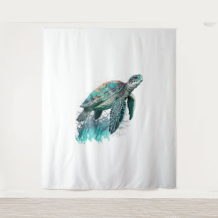 Tenture Beau Paysage Maritime Avec Majestic Tortue De Mer