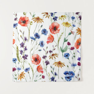 Tenture Beaux fleurs sauvages, aquarelle, pavot, fleur de