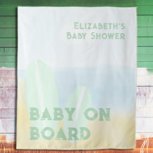 Tenture Bébé à bord du Baby shower d'aquarelle surf Beach