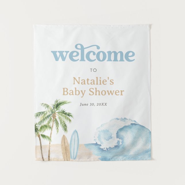 Tenture Bébé à bord Surf Baby shower bébé Affiche de bienv (Devant)