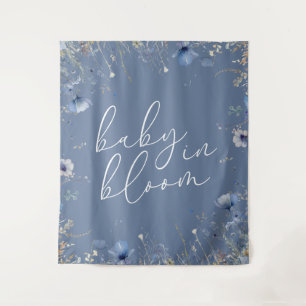 Tenture Bébé Bleu en Fleur Baby Shower Fleur Sauvage