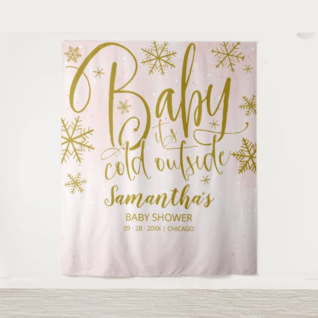 Tenture Bébé C'est froid dehors Baby shower fille arrière- (Devant)