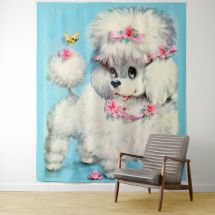 Tenture bébé chien caniche et abeille