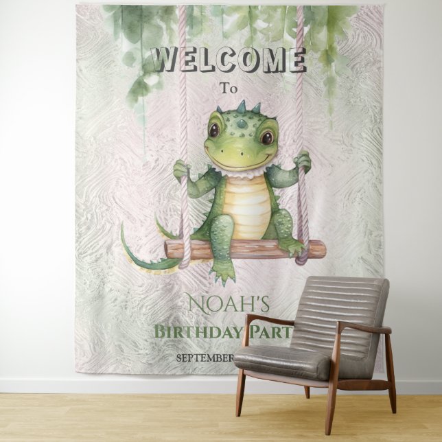 Tenture Bébé Crocodile Anniversaire de fête Contexte (En situation)