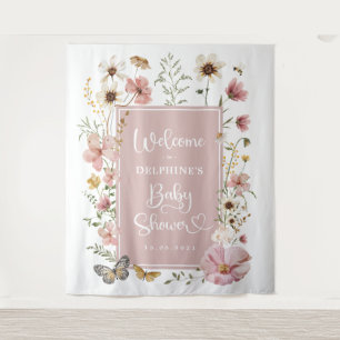 Tenture Bébé Fleur sauvage rose bouché dans la douche fleu