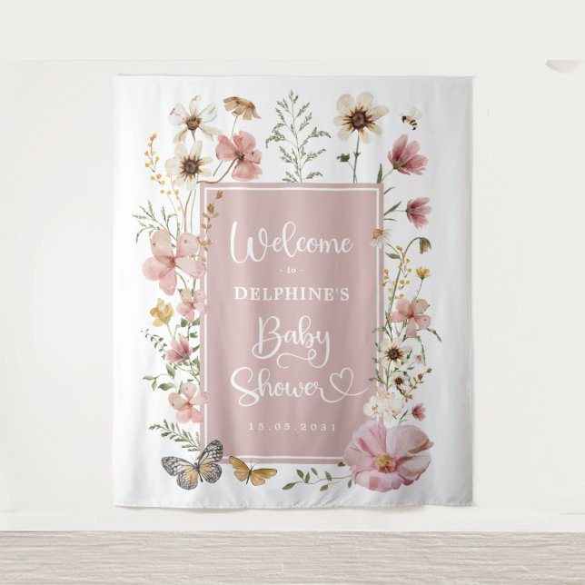 Tenture Bébé Fleur sauvage rose bouché dans la douche fleu (Devant)