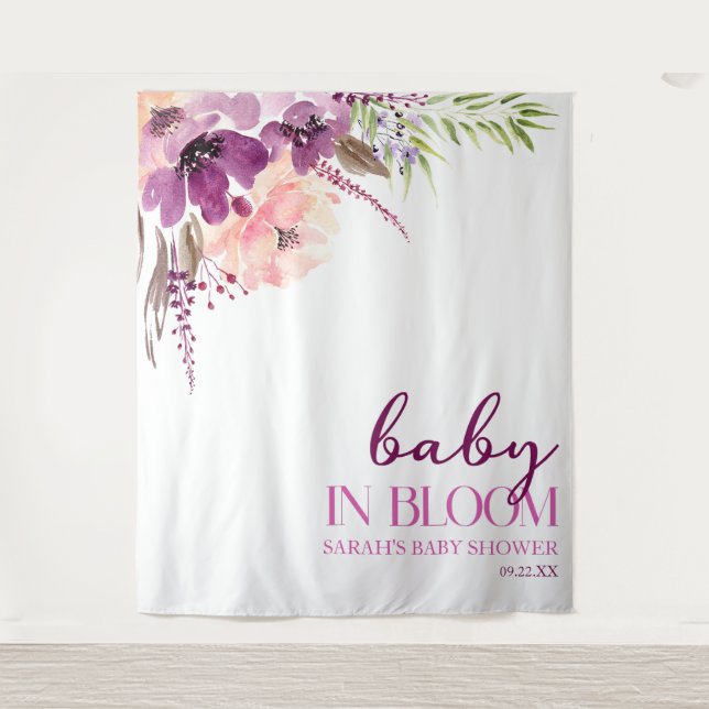 Tenture Bébé Floral Violet Violet En Baby shower Fleur (Devant)