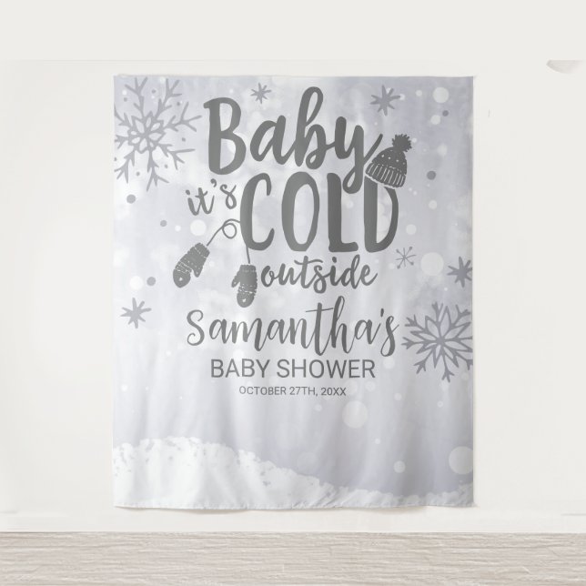 Tenture Bébé Il fait froid dehors Baby shower d'hiver Cont (Devant)