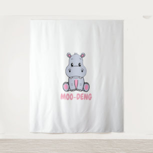Tenture Bébé mignon Hippo Moo Deng Bouncy Pig in Thai Hipp