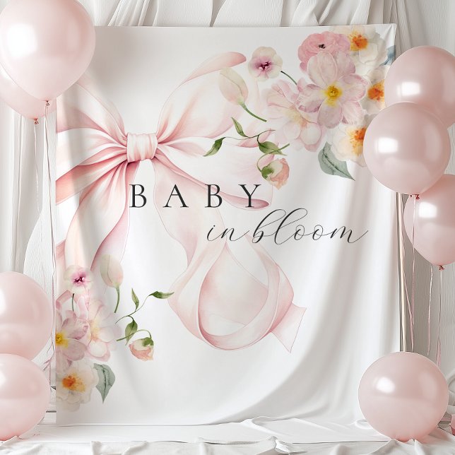 Tenture Bébé rose en fleur Baby shower fond (Créateur téléchargé)