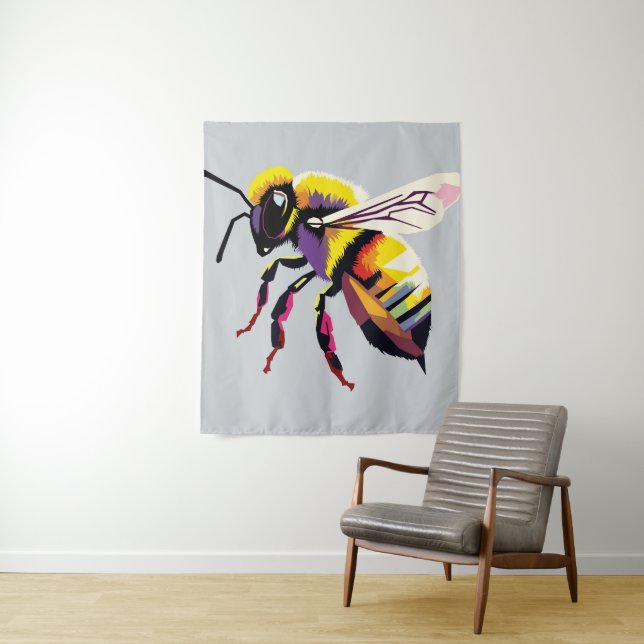 Tenture Bee pop art (En situation)