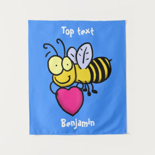 Tenture Belle abeille drôle avec dessin animé du coeur