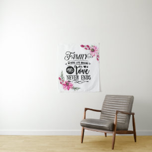 Tenture Belle Citation de Famille Florale Rose
