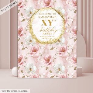 Tenture Belle fête d'anniversaire rose pâle et poussiéreus