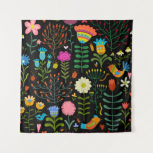 Tenture Belle fleurs dessinée à la main illustration motif