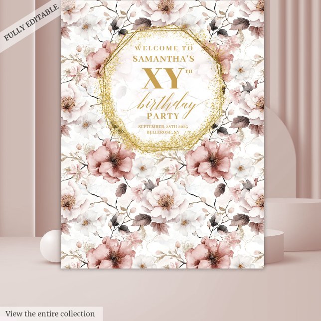 Tenture Belle ivoire blush or d'anniversaire photo fond (Beautiful blush ivory gold birthday photo backdrop)