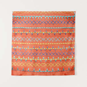 Tenture Belle tarte colorée, brodée, style hippie