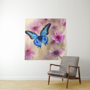 Tenture Belles fleurs et papillon