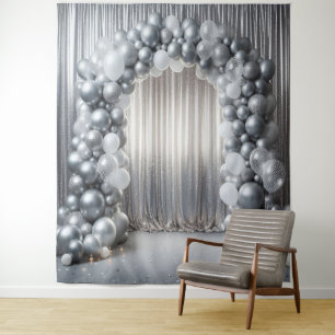 Tenture Belles teintes d'arche de ballons gris