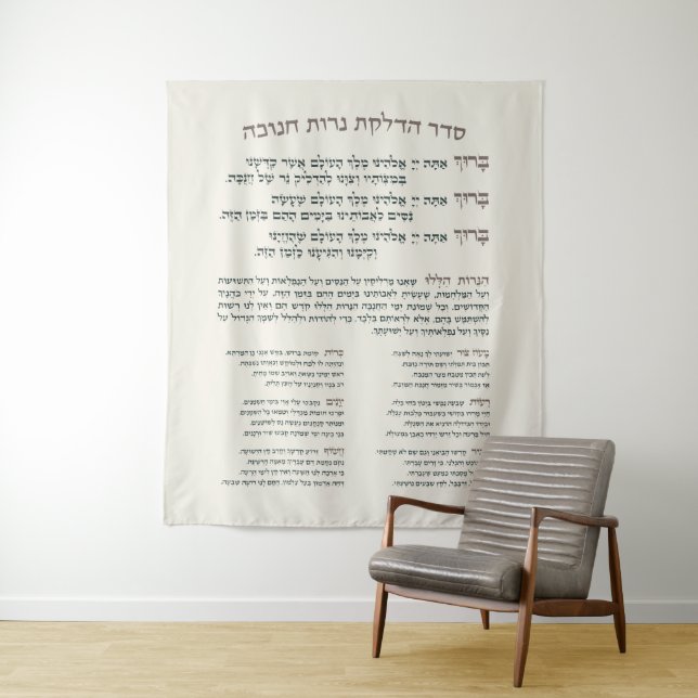 Tenture Bénédiction hébraïque illuminant la Menorah Maoz T (En situation)