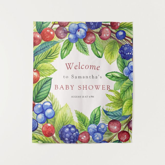 Tenture Berries Berry Baby shower sucré (Devant)