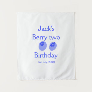 Tenture Berry deux anniversaire bleu berry ajouter nom dat