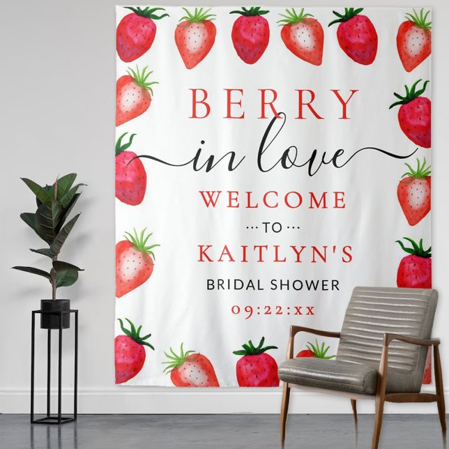 Tenture Berry In Love Fête des mariées fraise fond (Créateur téléchargé)