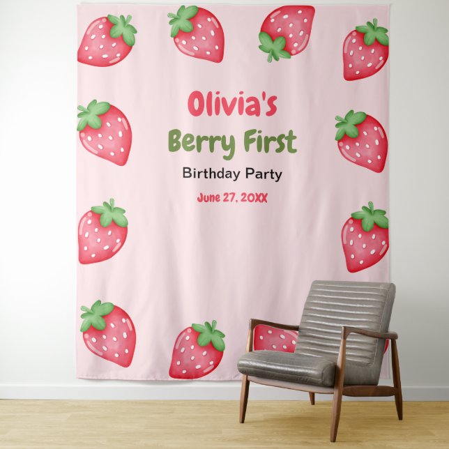 Tenture Berry Premier anniversaire fraise 1er anniversaire (En situation)