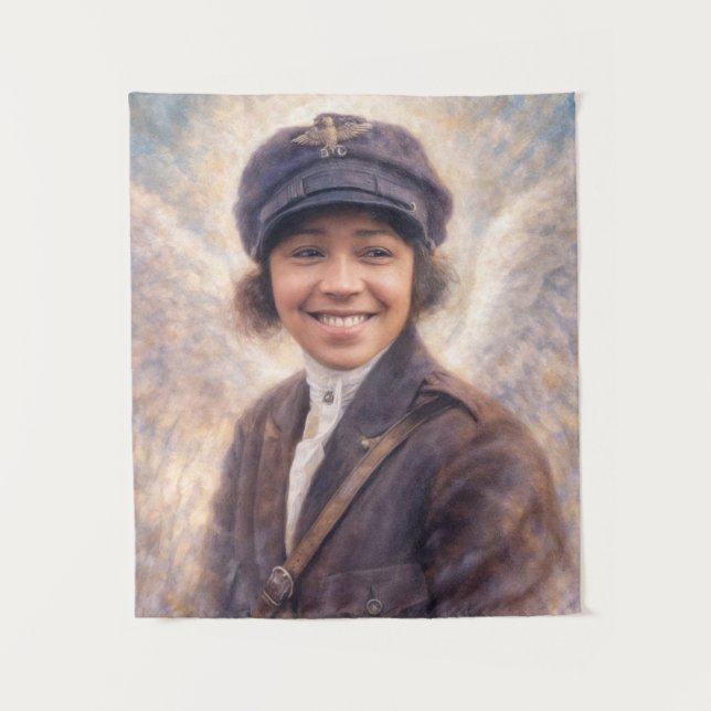 Tenture Bessie Coleman With Wings Painting (Devant)