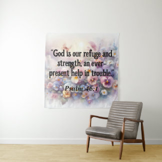 Tenture Bible verse Psalms typography floral watercolor