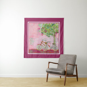 Tenture Bicyclettes roses