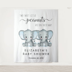 Tenture Bienvenue à la Baby Shower des jumeaux garçons élé