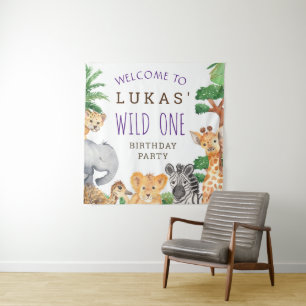 Tenture Bienvenue à la fête d'anniversaire de safari jungl