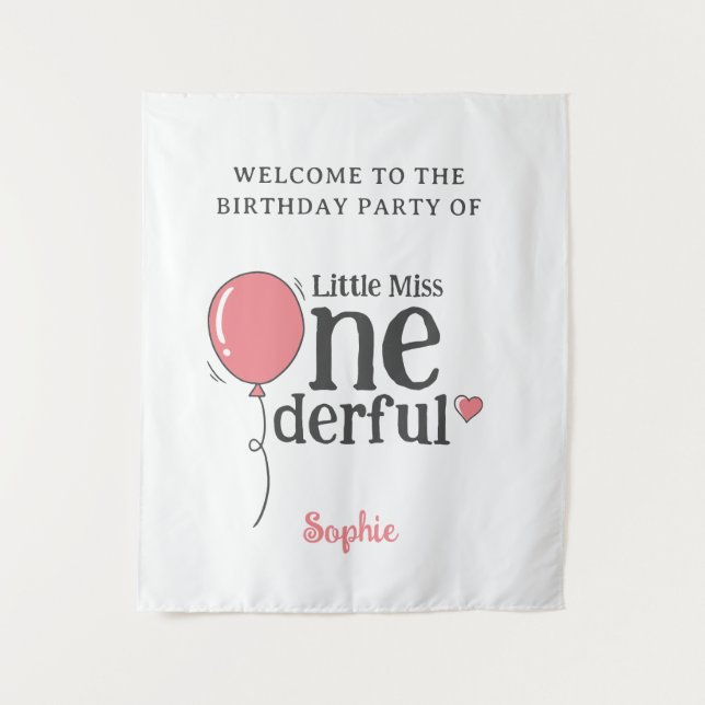 Tenture Bienvenue à la fête de la petite Miss Onederful (Devant)