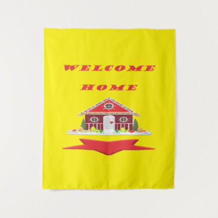 TENTURE BIENVENUE À LA MAISON ROUGE CLAIR ET JAUNE HAPPY C