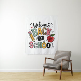 Tenture Bienvenue à l'école Enseignant Élève Premier Jour