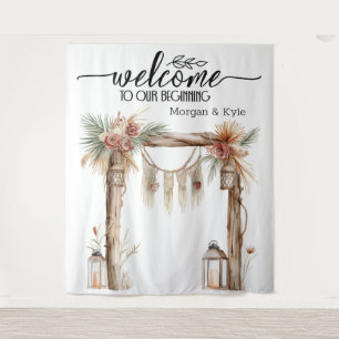 Tenture Bienvenue à notre début - Rustic Mariage Contexte