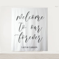 "Bienvenue à notre Forever" Mariage Tapestry fond