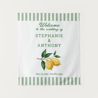Tenture Bienvenue au mariage Amalfi Coast Lemon Sage Strip
