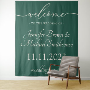 Tenture Bienvenue au mariage Christmas Green