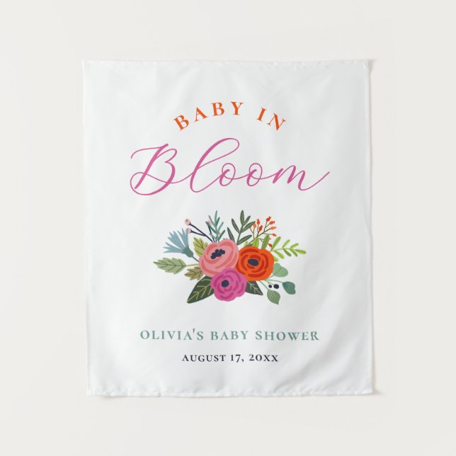 Tenture Bienvenue bébé en fleurs - Bienvenue à la baby sho (Devant)