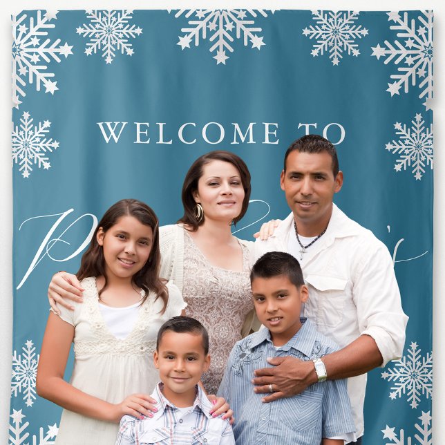 Tenture Bienvenue Blue Winter Snowflake Quinceanera (Créateur téléchargé)