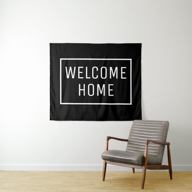 TENTURE BIENVENUE NOIRE BANNER DE LA MAISON (En situation (horizontale))