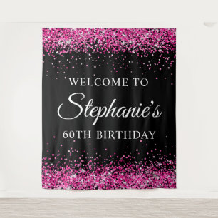 Tenture Bienvenue pour les 60 ans Anniversaire Fuschia Pai