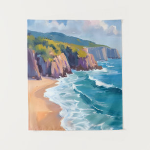 Tenture Big Sur, peinture aquarelle de la côte californien