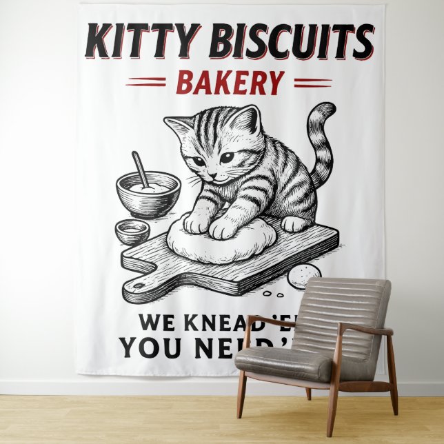 Tenture Biscuits Kitty Boulangerie (En situation)