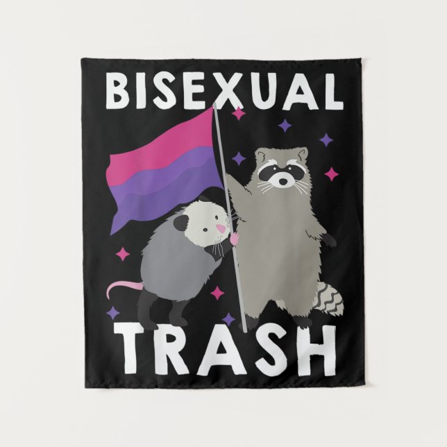 Tenture Bisexual Trash Gay pride Rainbow LGBT Raccoon (Devant)